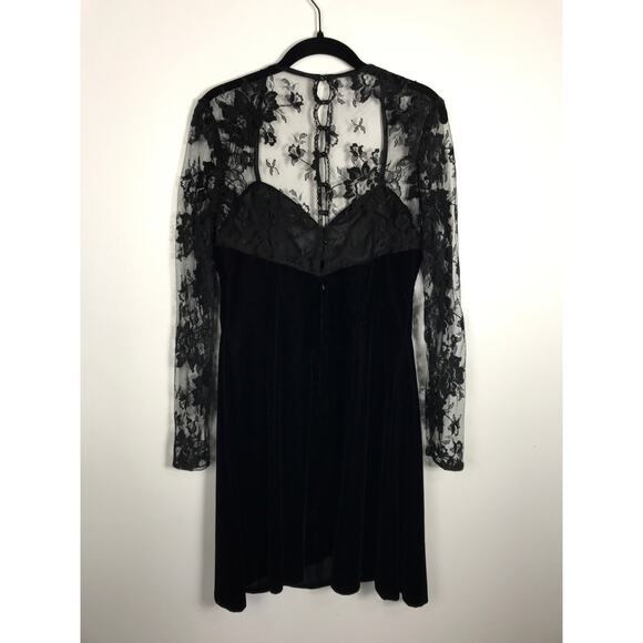 Vintage Jessica McClintock for Gunne Sax VTG Dress Black Lace Velvet Elegant LBD - Picture 4 of 7